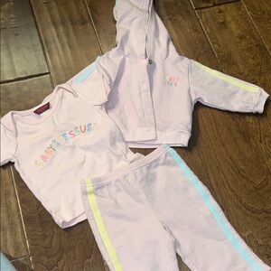 Guess Baby Pastel Pink 3-Piece Hooded Sweatshirt, Tee & Joggers Set